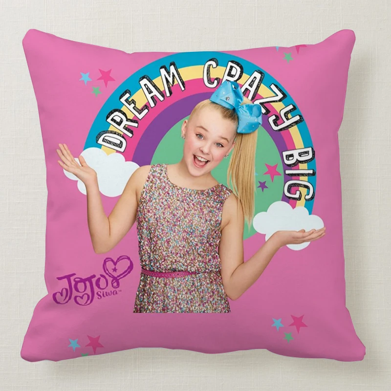 Маленькие милые девушки JOJO SIWA Happy розового цвета для девочек с принтом и кружевом Подушка диванная автомобиля кровать диван-Подушка Чехол Спальня украшения чехол для подушки - Цвет: 1