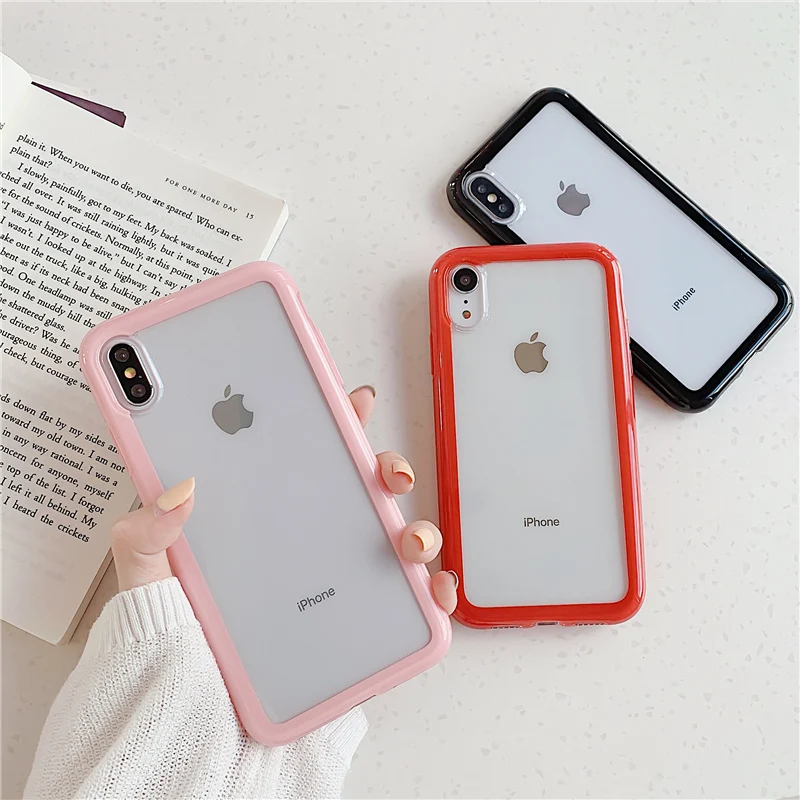 

Transparent Shockproof Hard phone case for iphone X XR XS Max 7 8 6 6s Plus Clear Protection case for iphone X Back Cover