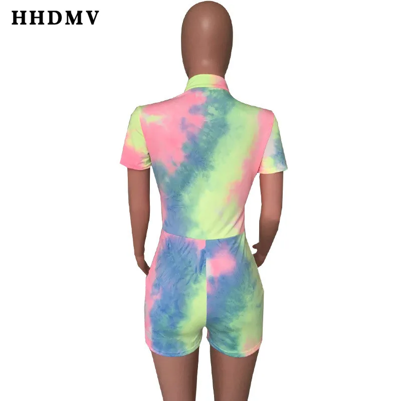 HHDMV Модный женский клубный сексуальный красочный комбинезон Повседневный короткий рукав комбинезон с v-образным вырезом короткие брюки комбинезоны OJS9113