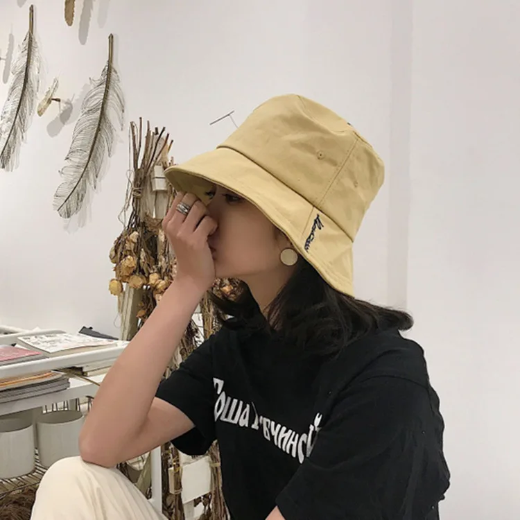 

Hat Women's Spring And Summer Korean-style Versatile Simple Lettered Bucket Hat Sun-resistant Foldable Bucket Hat Students Colle