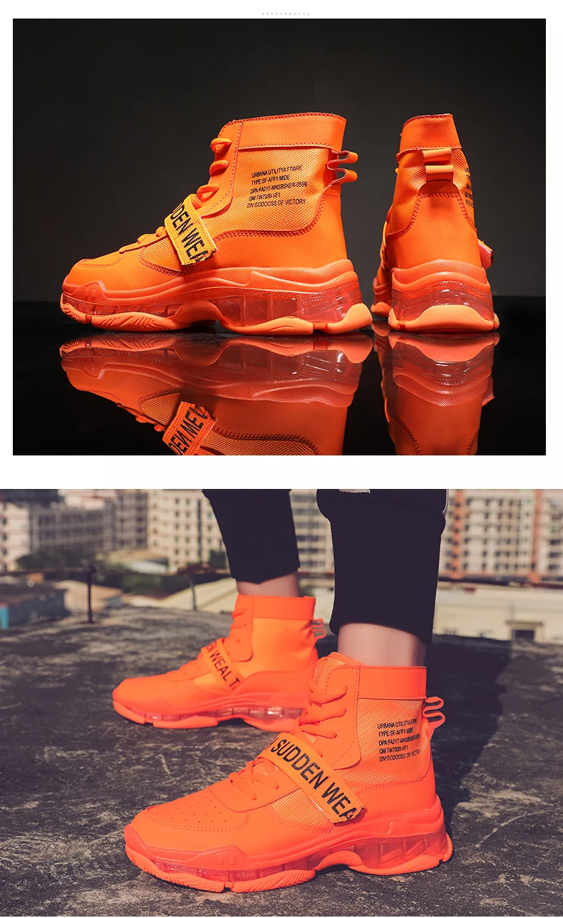 BomKinta, осенне-зимние кроссовки с воздушной подушкой, мужские кроссовки на высокой платформе, уличные кроссовки высокого качества, оранжевый, желтый цвет