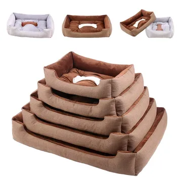 

House for Dog Bone Pet Bed for Small Medium Large Dogs Washable Detachable Cushion Mat Square Soft Kennel Sofas for All Seasons