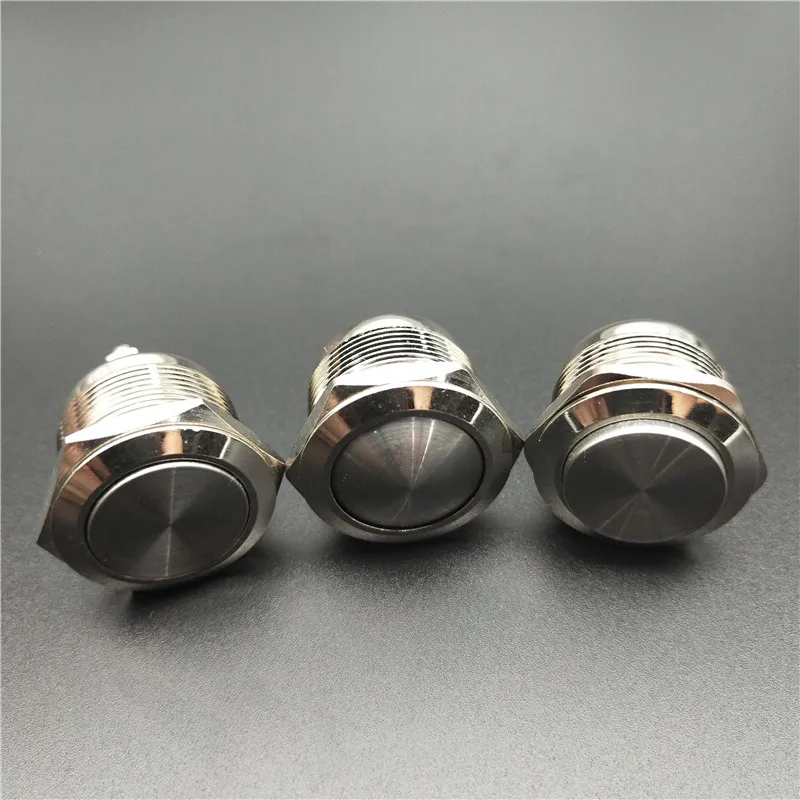 

22mm Metal Push Button Switch IP67 Nickel plated brass press button Self locking 1NO High Flat domed Round Momentary