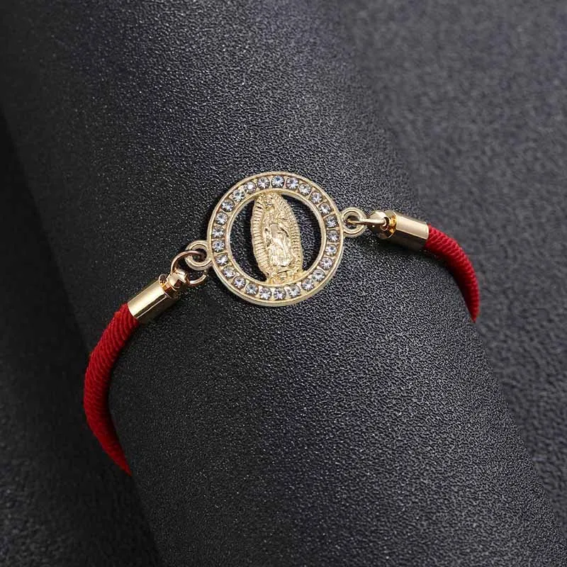 Lucky Cute Virgin Mary Bracelet Red String Adjustable Charm Bracelet for Women Men Jewelry Gifts bracelet jewelry