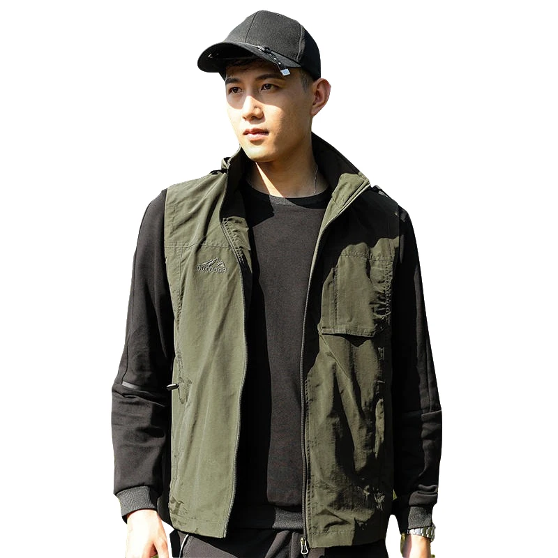 7XL Multi Pocket Hooded Fishing Vest Spring Summer Thin Mesh Breathable Leisure Sports Waistcoat Men Outdoor Hiking Travel Vests fisherman vest