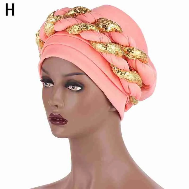 african wear for women Women Headtie Gele Shinning Sequins Turban Cap African Women Head-wrap Cap Auto Gele Nigerian Turban Gele Latest Hot Selling african outfits for women