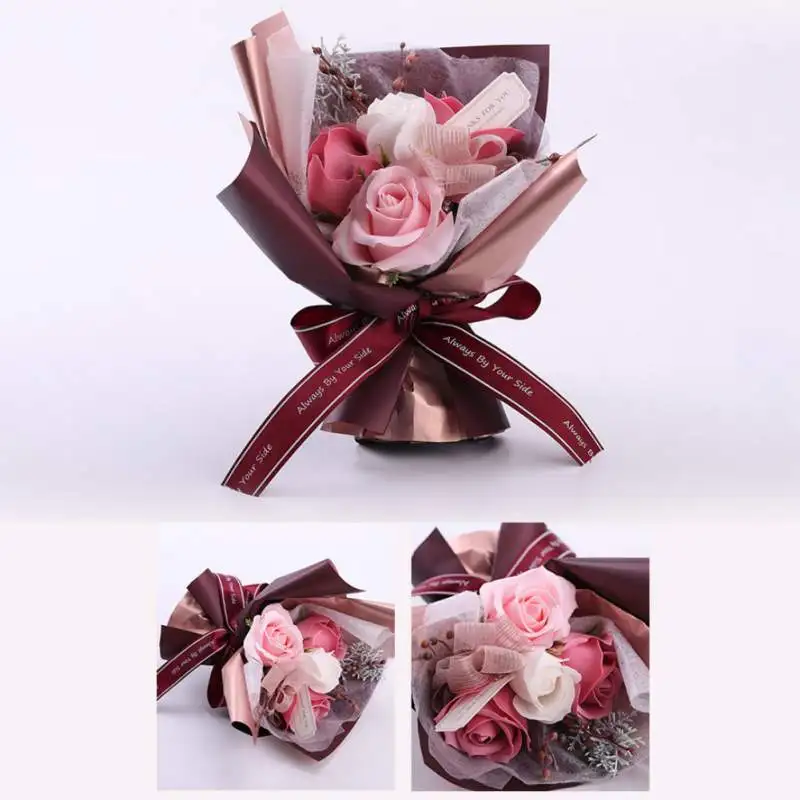 Romantic Soap Rose Artificial Flower Wedding Decoration Gift Box Lover's Aroma Rose Anniversary Gift box Candle