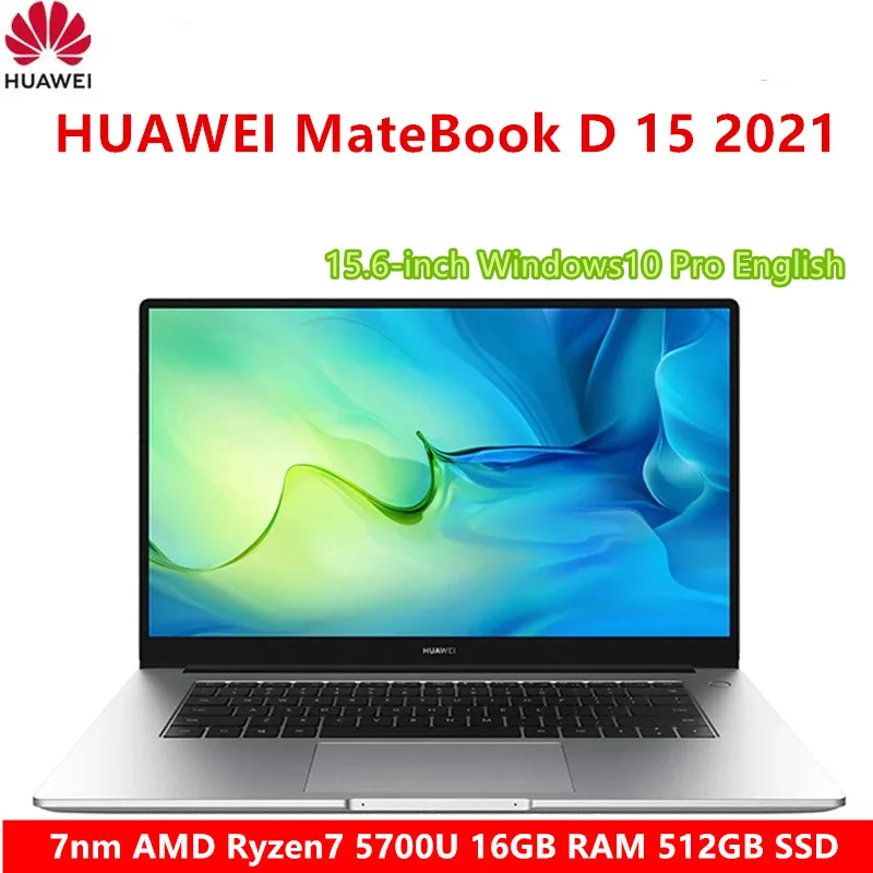 Лучший ноутбук HUAWEI MateBook D 15 2021 AMD Ryzen5 5500U / Ryzen7 5700U 16 Гб ОЗУ 512 ГБ SSD FHD матовый экран Wi-Fi