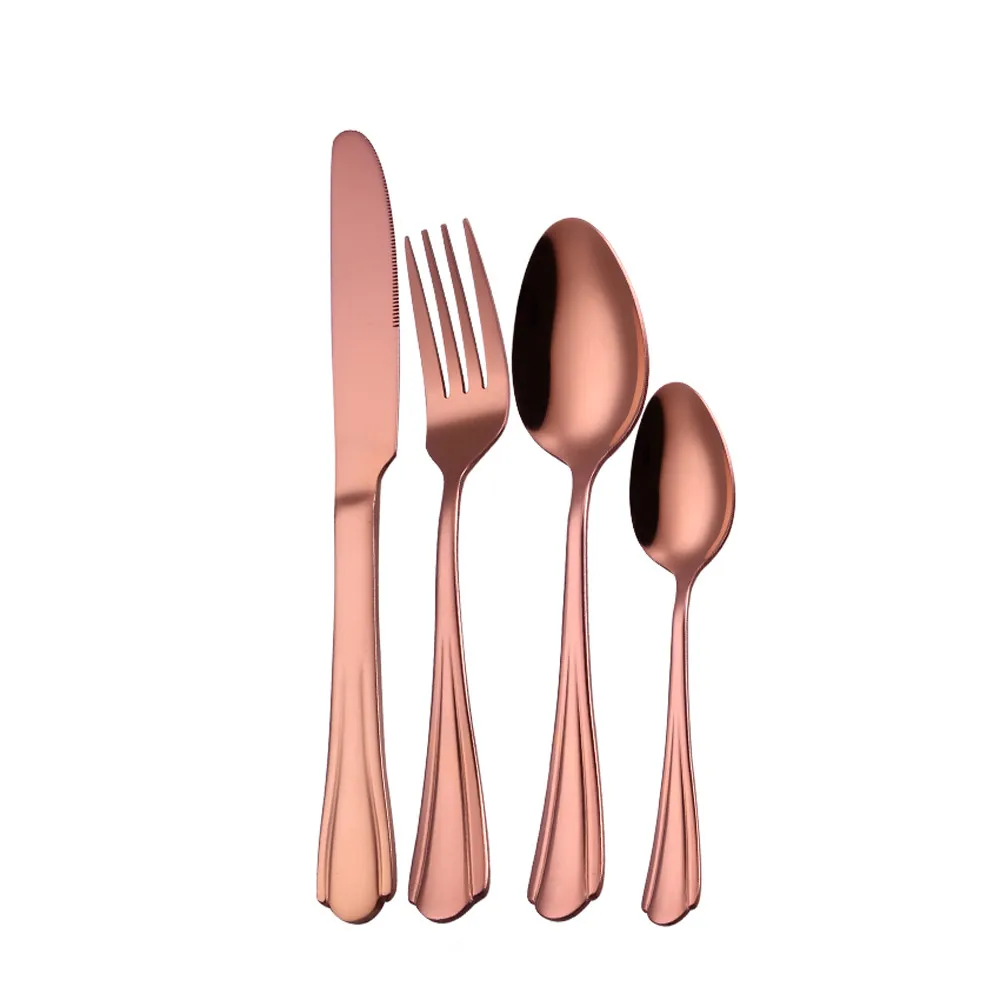 4PC/Set Stainless Steel Upscale Dinnerware Flatware Chopsticks Spoon Fork Cutter Cutlery Fork Spoon Teaspoon Reusable Tableware