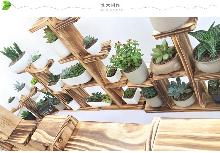 Airs Room Introspection Space Balcony Multi-storey Solid Wood Small Flower Rack Northern Europe Botany Frame