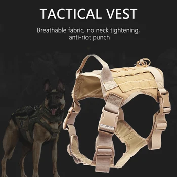 

Adjustable Tactical Service Dog Vest Training Hunting Molle Nylon Water-resistan Military Patrol Dog Harness with Handle Hunting