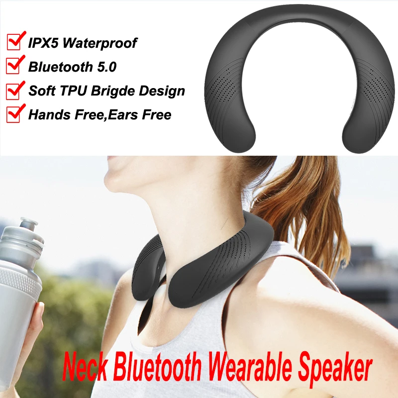 

Neck-mounted bluetooth speaker portable wireless speaker bass bluetooth 5.0 FM radio support SD card slot
