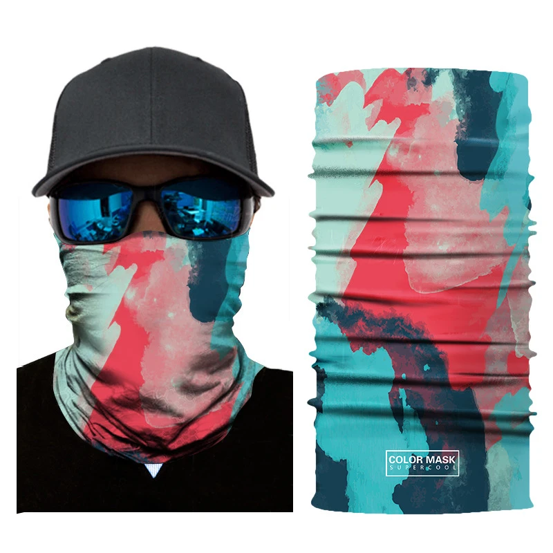 black scarf mens High quality digital printing polyester magic headband outdoor sport seamless scarf oil painting style sunscreen cycling scarf wool scarf mens