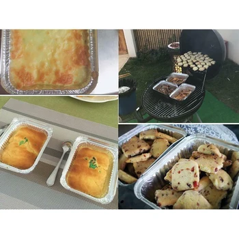 

650ml Drip BBQ Tin Foil Pan Baking Cooking Trays Foil Tin Liners Recyclable 50pcs/set Keeping Grill Clean
