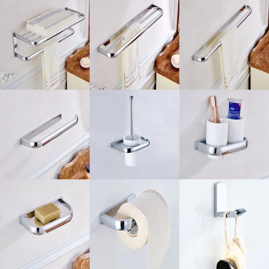 Dipoles Chrome Kuningan Square Kamar Mandi Aksesoris Set Mandi