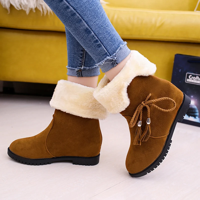Brown Г. Новые модные зимние сапоги женская обувь короткие теплые бархатные сапоги женская обувь из хлопка - Цвет: Brown