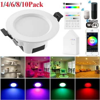 

Smart WIFI/Bluetooth APP 9W Smart RGBWC LED Ceiling Panel Lamp Down Light Bulbs Led Downlights Dimmable RGB Ceiling Lights D30