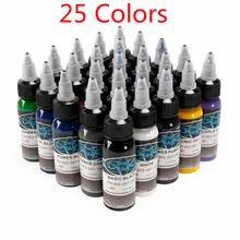 Старшие 25 шт чернила для татуировки, чернила для татуировки, 25 цветов, набор 1 унция 30 мл/бутылка, пигмент для татуировки, набор для 3D макияжа, красота, кожа, боди-арт