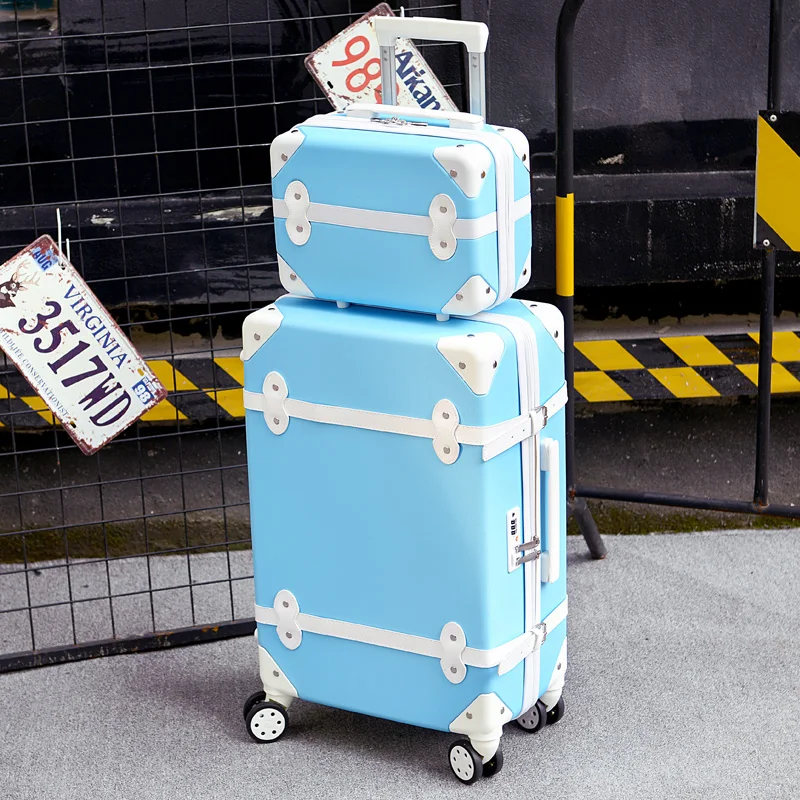 20 "22" 24 "26 Inches Retro Travel Suitcase Set ABS Luggage With Wheels Rolling Trolley Case Pink Big Capacity Petite Valise