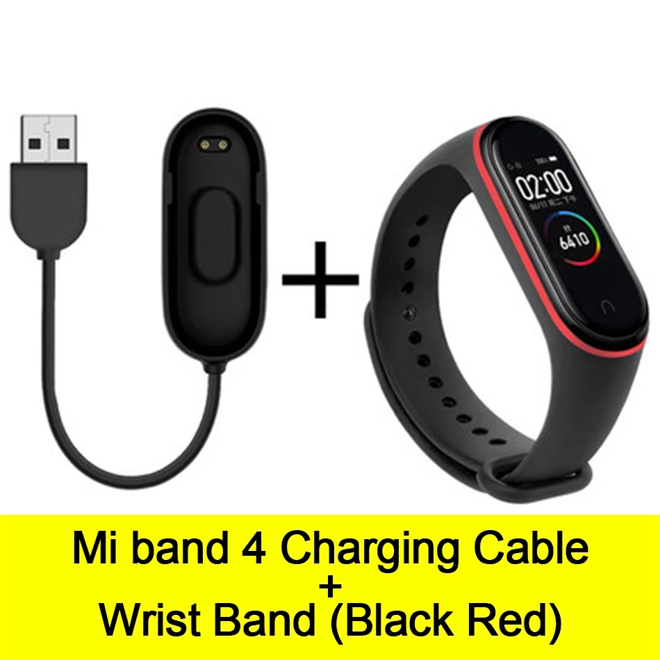 Usb-кабель для зарядки mi Band 4, шнур для зарядного устройства, Сменный Адаптер для Xiao mi Band 4, NFC, линия для зарядки+ браслеты - Цвет: Cable-Black Red