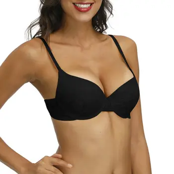 

YBCG Black Women Bra Lace Mesh Embroidery Shoulder Straps Underwear Hollow Floral Bra For Women Padded Push Up Lingerie