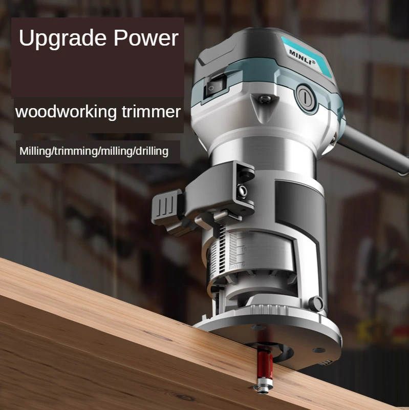 RU 710W 220V Trimmer Wood Router Tool Combo Kit Electric Woodworking Machines Power Carpentry Manual With Milling Cutte