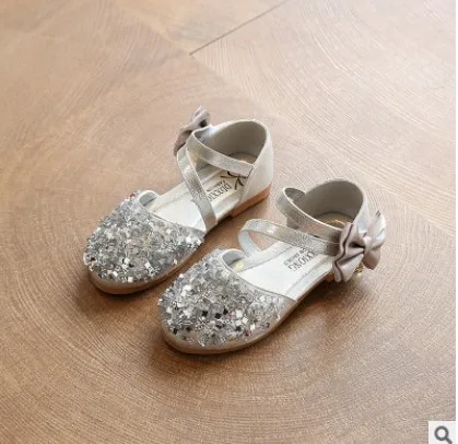 Loozykit/сандалии для девочек; коллекция года; сезон лето; Новинка; Baotou; маленькие кожаные туфли с блестками; обувь принцессы; Танцевальная обувь для маленьких девочек