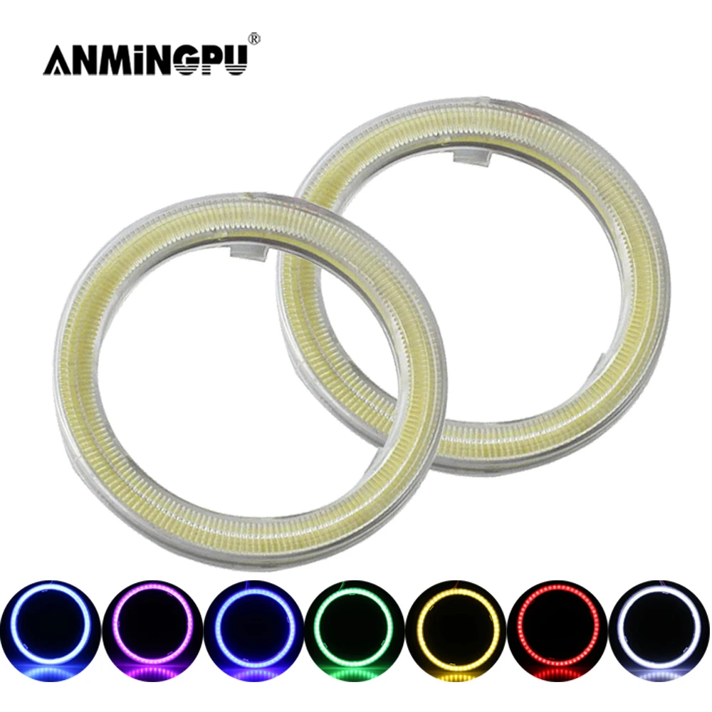 

ANMINGPU 1Pair 12V COB LED Angel Eyes Halo Ring Marker Car Daytime Running Light 60/70/80/90/100/110m120mm DRL for Car Headlight