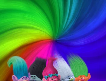 

7x5FT Beautiful Colors Good Luck Trolls Poppy Branch Biggie Creek Custom Photo Backdrop Background Vinyl 220cm X 150cm