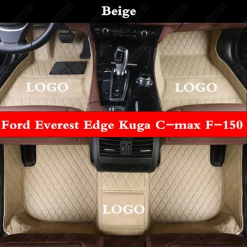 

Leather Custom Car Floor Mats for Ford Everest Edge Kuga C-max Tourneo F-150 Ranger Raptor Automotive All Weather Carpet Rugs