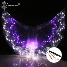 Новейший танец живота светодиодный крылья Красочный светодиодный Танец Реквизит светодиодный крыльев Исиды взрослых танец живота Профессиональный аксессуар с барабанные палочки