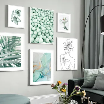 

Palm Leaf Lily Line Woman Scandinavian Wall Art Canvas Painting Nordic Posters And Prints Wall Pictures For Living Room Decor