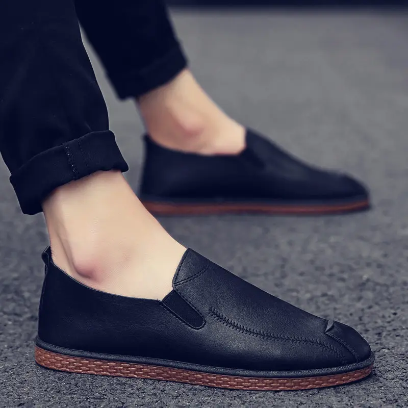 Fashion Mens Style Shoes Slip on Loafers 2019 Summer Fall Breathable Casual Shoes Leather Driving Moccasin Male Flats