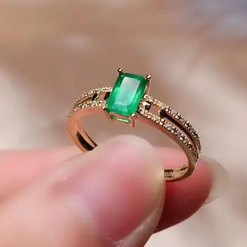 

100% Natural And Real Emerald Ring Gemstone Wedding Engagement Rings for Women Fine Jewelry Gift Wholesale