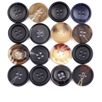 

10Pcs Round Resin Flatback Buttons 4 Holes for Clothing Suit Coat Black Buttons DIY Sewing Crafts Scrapbook Accessories 15-30mm