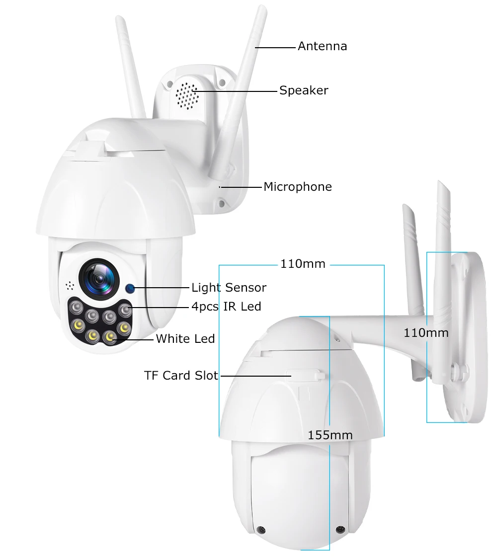 PTZ wi-fi камера 2MP автоматическое отслеживание облако камера хранения 4X цифровой зум скорость купол водонепроницаемый CCTV домашней безопасности Yoosee IP камера