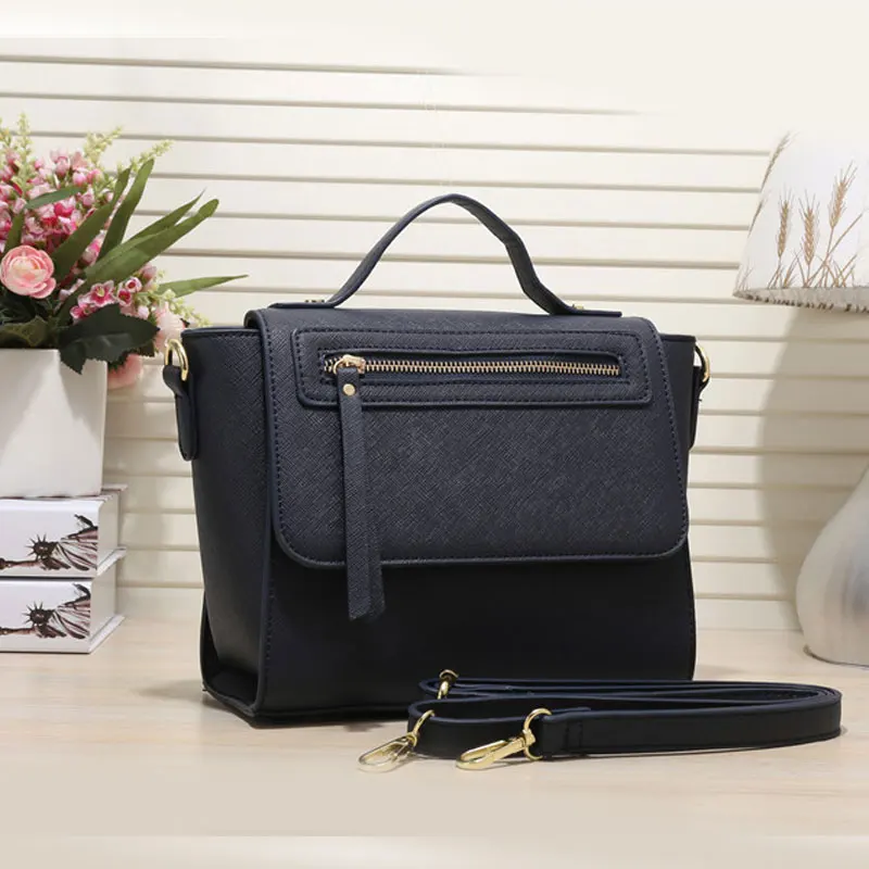 Новая женская сумка, брендовая маленькая сумка с ручками, дизайнерская модная сумка на плечо, женская сумка на молнии, элегантный стиль - Цвет: Темно-синий