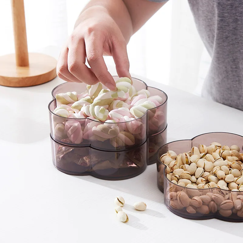 Multi Grids Stackable Compartments Food Storage Divider with Cover Lid Fruits Biscuits Dried Nuts Candy Container Plastic | Дом и сад