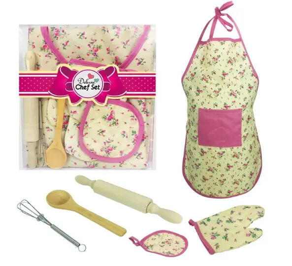 hat apron ; Прямая поставка; 6 шт.; детская одежда для приготовления пищи/выпечки; комплекты для шеф-повара; костюм для девочек и мальчиков; фартуки для шеф-повара - Цвет: hat apron