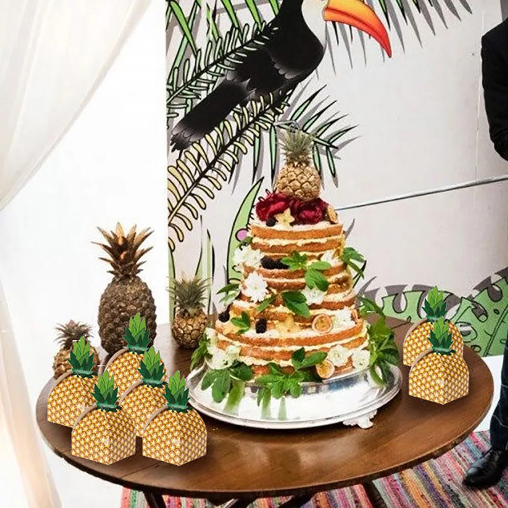 24 шт коробка ананаса Конфеты Подарочная коробка сумка Luau Гавайский тропический тематическая вечеринка значок коробки