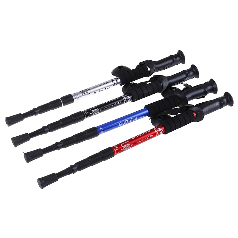 Anti Shock Mountaineering Hiking Walking Trekking Trail Poles Stick Adjustable Canes 4-Sections Walking Sticks