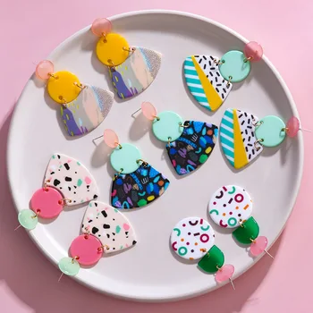 

Fashion Cute Acrylic Dangle Drop Earrings for Women Girl Boho Summer Jelly Color Acetate Earring Trend Female Pendientes Jewelry