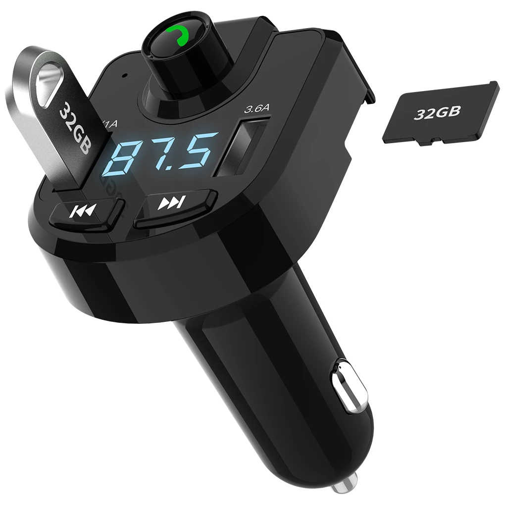 Fm-передатчик Bluetooth Handsfree автомобильный комплект аудио mp3-плеер Быстрая зарядка двойной USB Автомобильное зарядное устройство