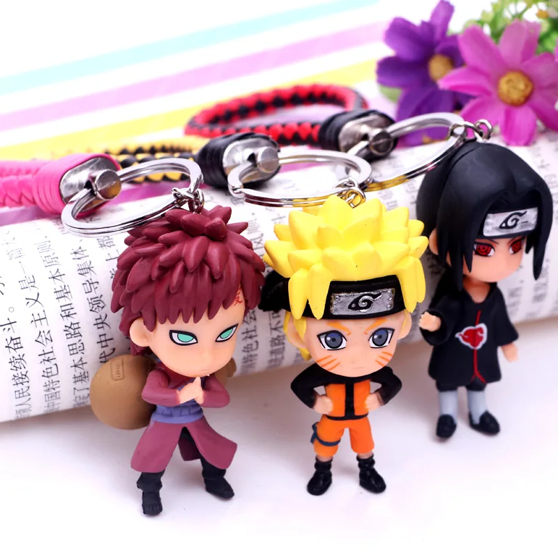 

2019 Hot New Naruto Keychain 3D Sasuke/itachi/Kakashi PVC Key Chains Key Rings Pendant Anime random 7cm Doll Key Chain