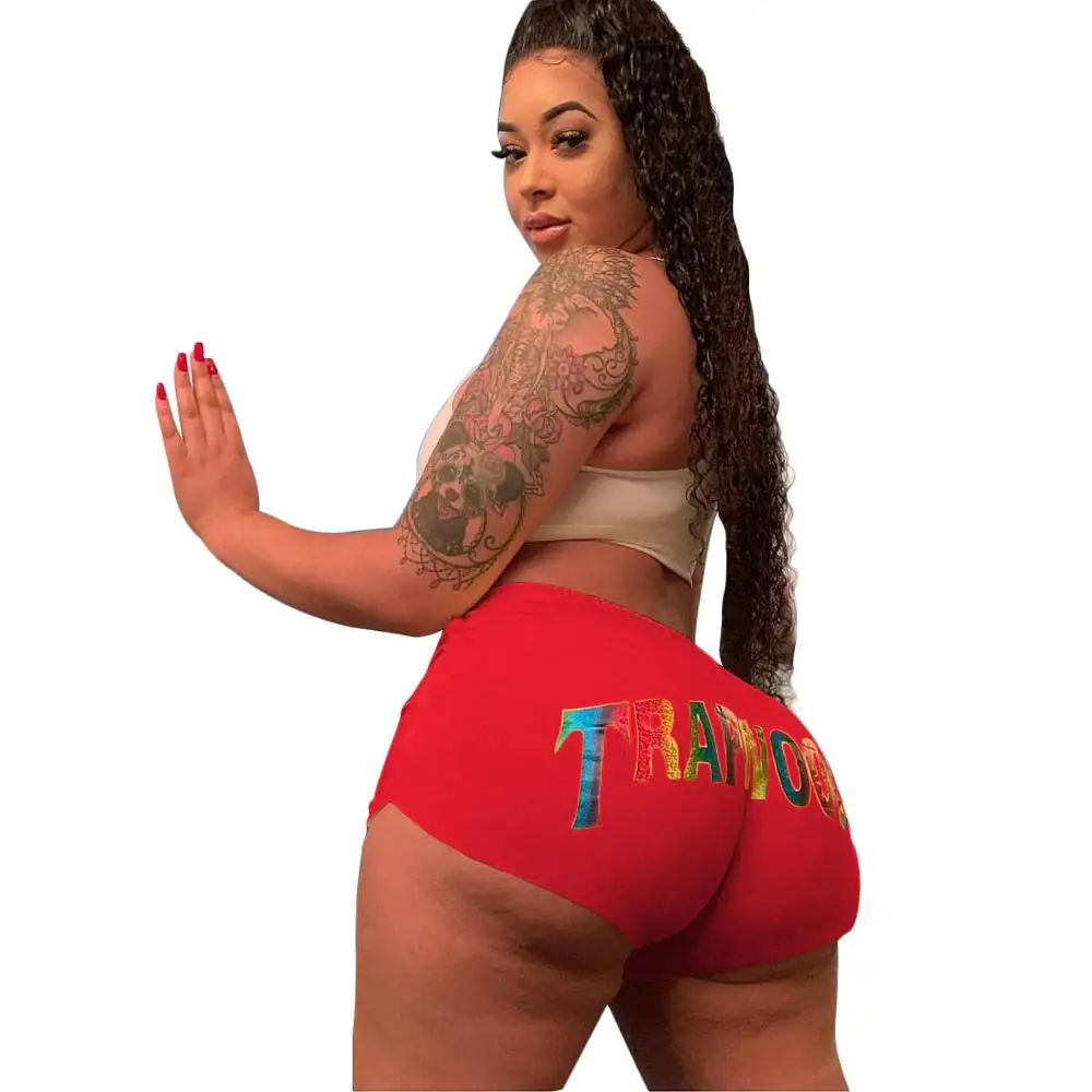 

Adogirl Solid Color Letter Printed Women Short Casual Straight Short Pants Female Short Elastic Waist Sporty Pants Sweatpants