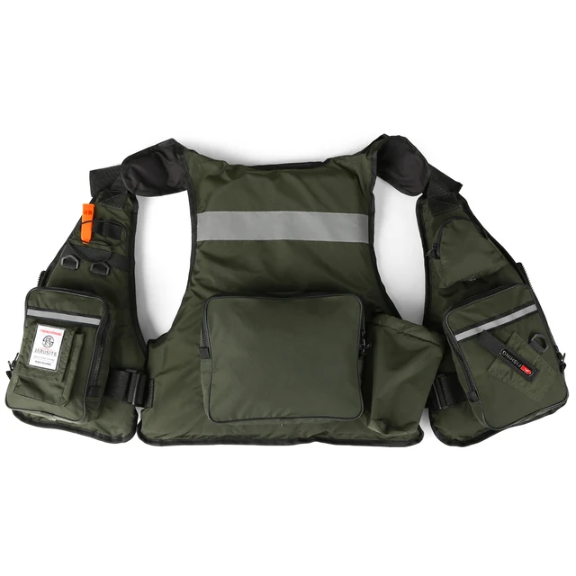 MultiPockets Fly Fishing Jacket Buoyancy Vest with Water Bottle
