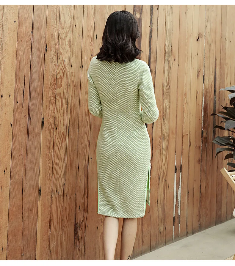 Новое поступление, традиционная зимняя одежда, плотное, l, cheongsam, теплое, улучшенное, женское сексуальное платье с длинным рукавом, qipao, платье размера плюс 3XL