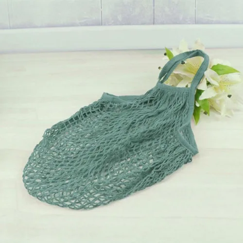 Green gray Новая многоразовая веревка для покупок фруктов, продуктовый шоппер, Хлопковая Сумка-тоут, плетеная сетка для кухни, фруктов, овощей, подвесная сумка, Прямая поставка - Цвет: Green gray