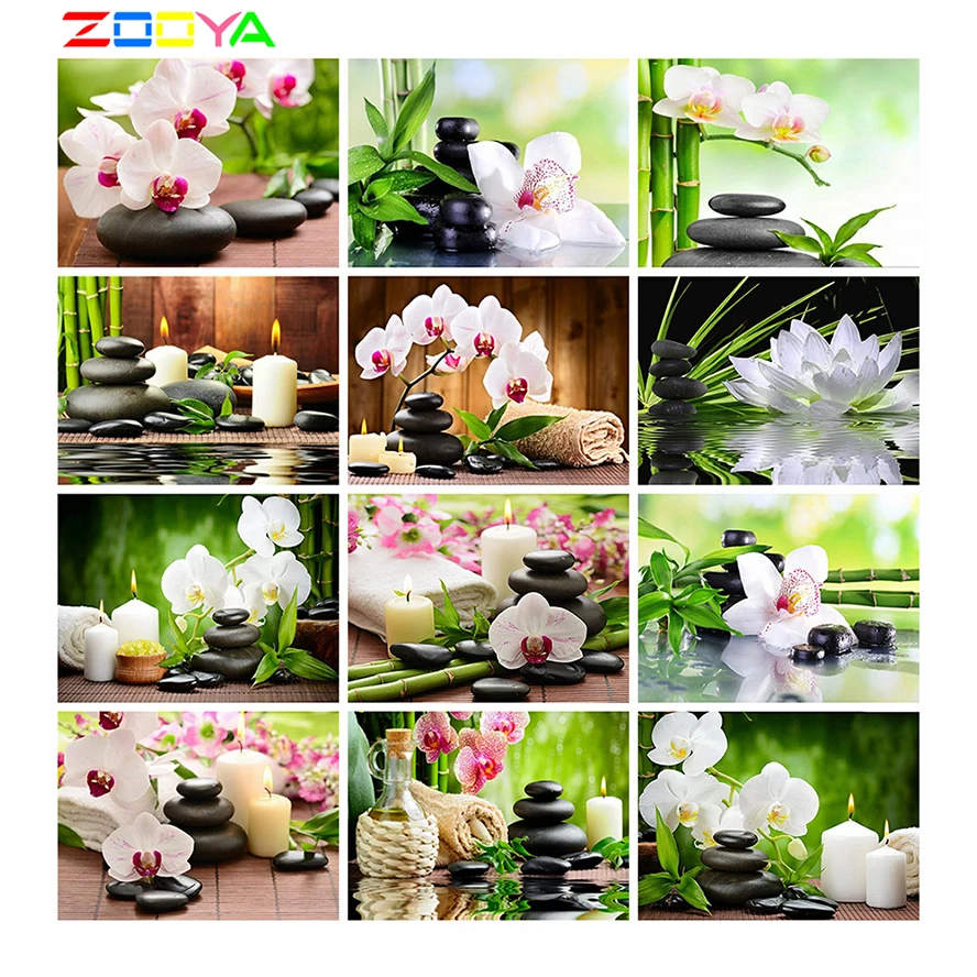ZOOYA 5D DIY Diamond Embroidery Orchid Stone Full Square Rhinestone Mosaic Painting Cross Stitch Flower Diamond painting Art Kit