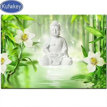 

5d white Orchid buddha bamboo nature Diamond Paintin full round Diamond embroidery 5d diy diamond mosaic square painting,